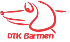 Logo des DTK Barmen: Dackelzeichnung mit Vereinsnamen darunter, transparent.